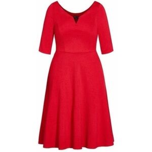 NWT City Chic Red Classic sleeve Midi dress with pockets; size 16